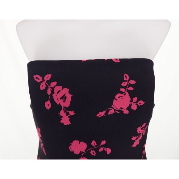 Versus Versace Strapless Floral-print Silk-crepe Mini Dress 46 US 10 Black Pink - Picture 3 of 15